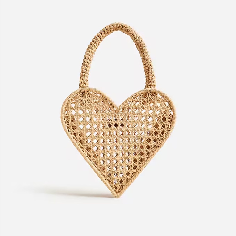 Jcrew Small Heart Straw Bag NWOT